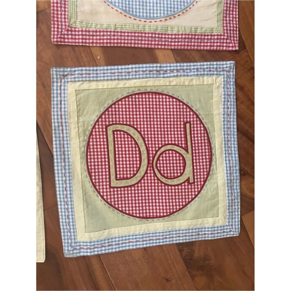 Pottery barn kids ABCs cloth quilted squares placemats hanging decor nursery